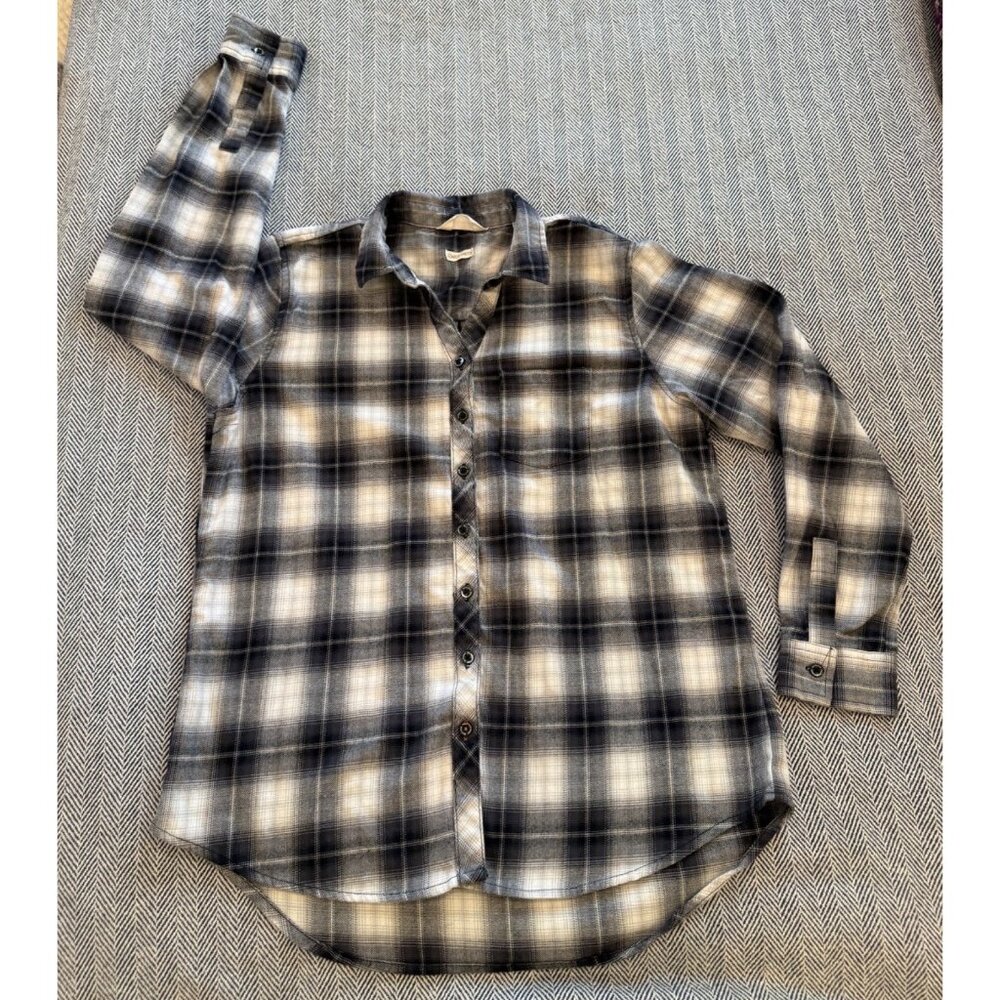 Weatherproof Vintage Plaid Button-Down Shirt S/CH Black & White Comfortable